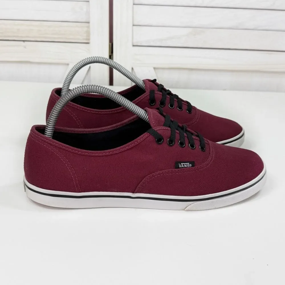 Vans Authentic Canvas Low Top Lace Up Sneakers Burgundy Red 8‎ Men 9.5 Women